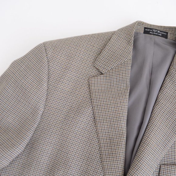 Andrew Fezza  Olive Houndstooth Silk & Wool Blazer Size 42R - Picture 8 of 15